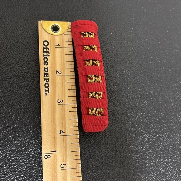 Vintage Hair Clip Barrette Red Fabric Braided Ribbon Chain Made in France main image 5
